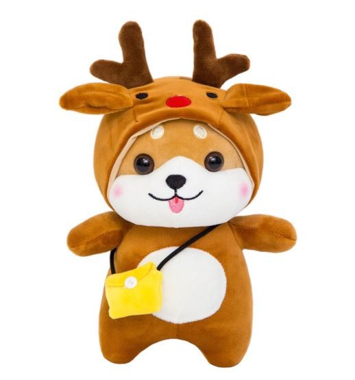 Плюшевая игрушка Сиба-ину (Шиба-ину) в костюме "Рождественский Олень", 35см